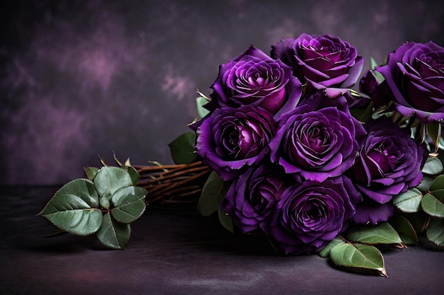 Des roses violettes sur un fond sombre