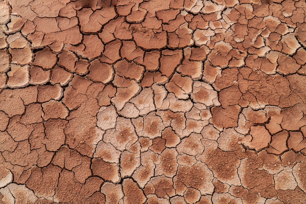 Érosion des fissures, fond de boue rugueuse et sèche