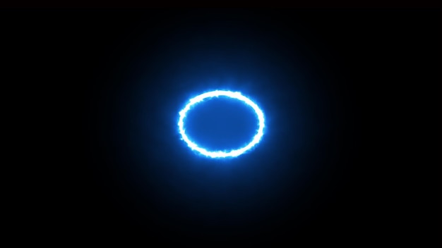 Rotation du cadre de cercle lumineux au néon chargement de l'arrière-plan illustration 4k Cercle luminescent sur fond noir