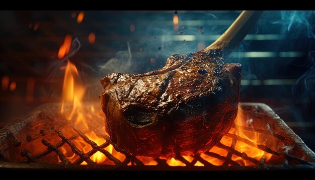 Photo un rôti de bœuf rôti est cuit sur un gril