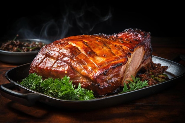 un rôti avec un fumoir de viande et de légumes