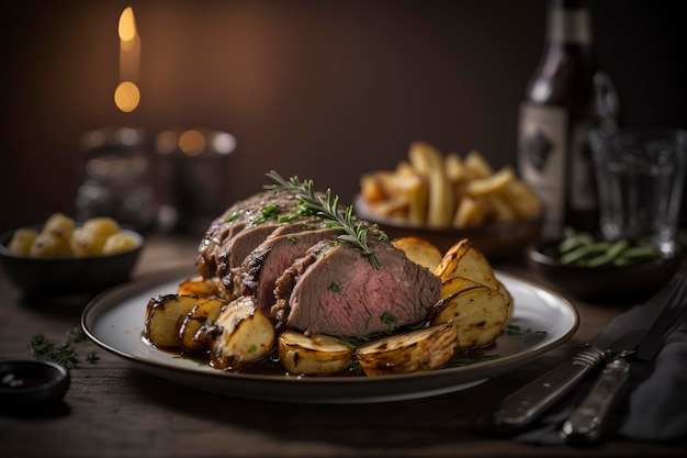 Rôti de veau aux pommes de terre