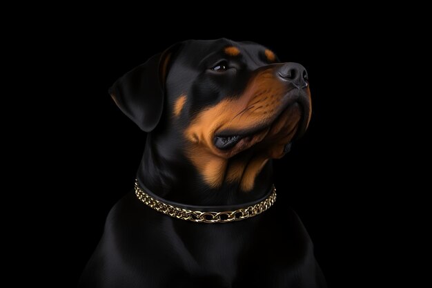 Photo un rottweiler avec un collier élégant