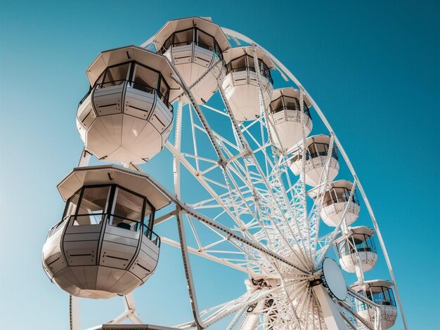 Photo une roue de ferris avec un ciel bleu en arrière-plan