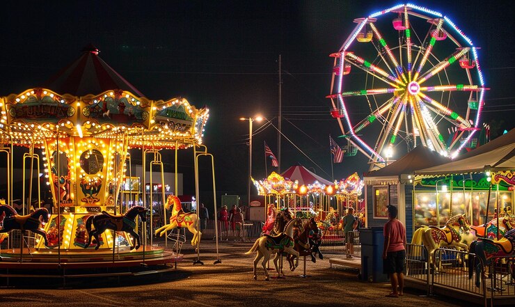 Photo une roue de ferris avec le mot merry tourne dessus