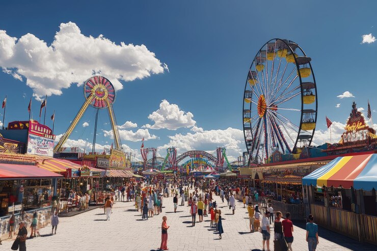 Photo une roue de ferris avec le mot parc d'attractions dessus