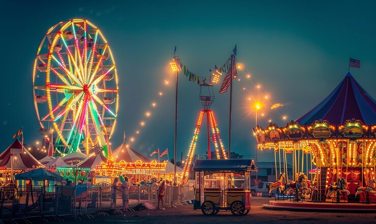 Photo une roue de ferris avec une roule de ferris en arrière-plan