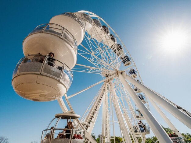 Photo une roue de ferris avec le soleil qui brille à travers elle