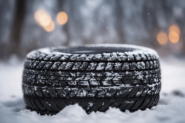 roue d'hiver de voiture sur la neige glacée d'hiver