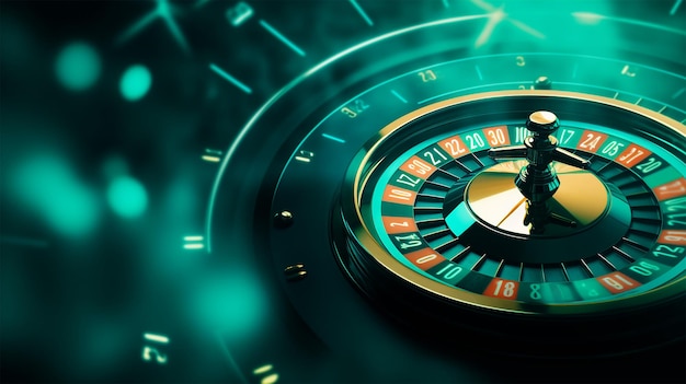 Roue de roulette de casino sur un fond vert générée par Ai