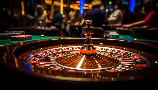 La roue de la roulette qui tourne apporte l'excitation et la richesse générées par l'IA