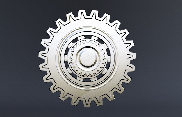 Roues dentées du moteur, arrière-plan industriel. Rendu 3D