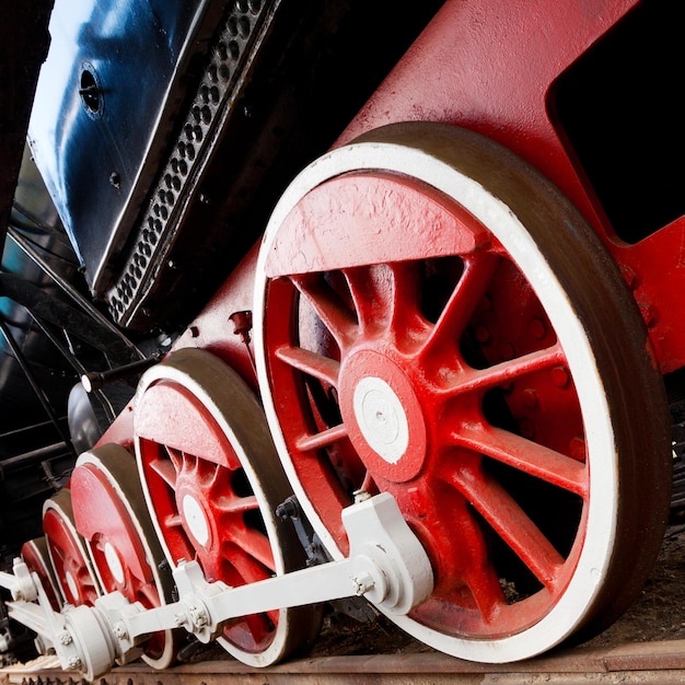 Roues de locomotive à vapeur close up