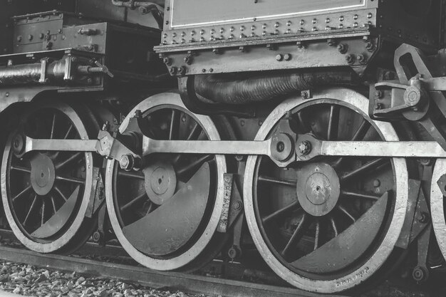 Photo roues de train sur voie ferrée