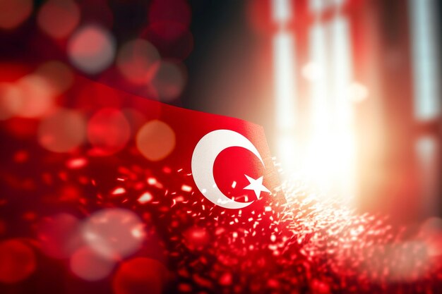 Photo rouge et blanc 3d render minimalist turkey flag bokeh background avec symbole minimaliste generative ai
