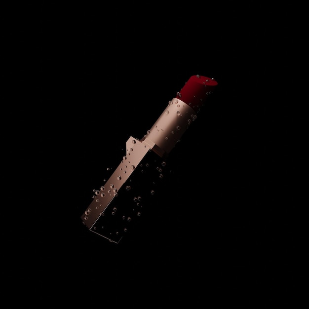 Photo rouge à lèvres rouge avec des gouttelettes d'eau dessus