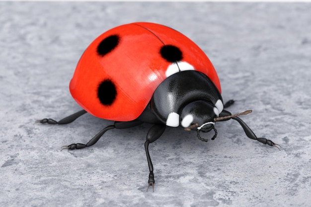 Rouge Réaliste Belle Coccinelle Rendu 3d