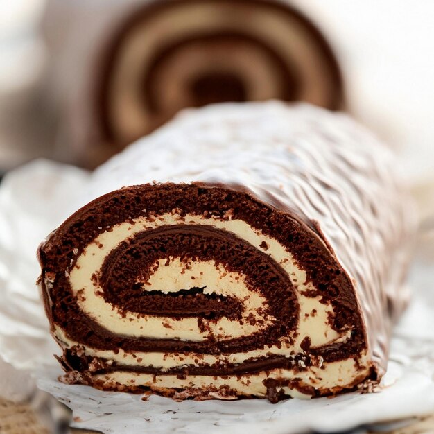 Roulade au chocolat et à la menthe poivrée