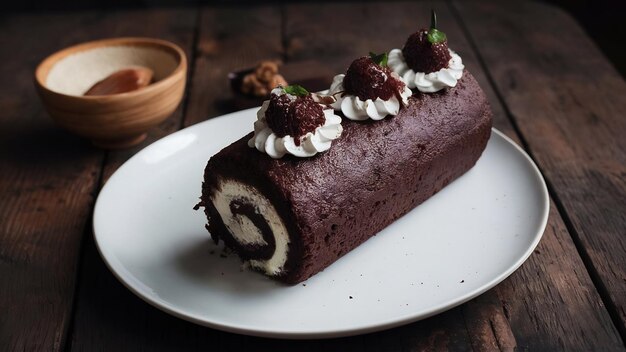 Un rouleau de gâteau au chocolat