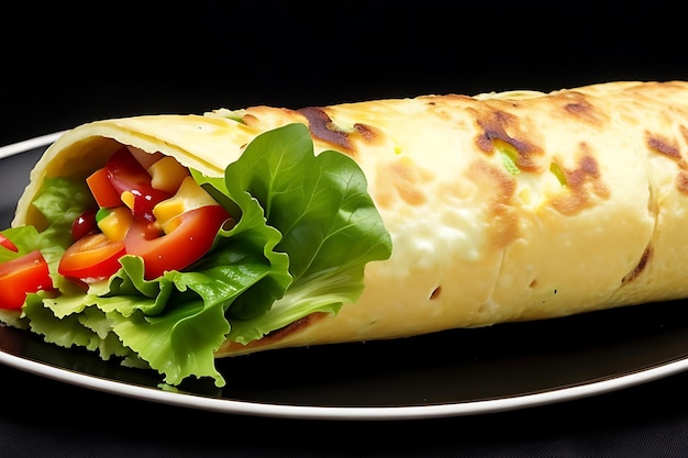 Rouleau d'omelette avec salade