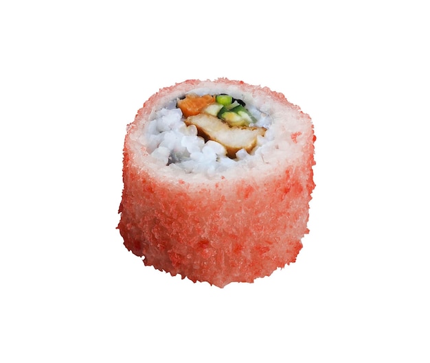 Rouleau de sushi isolé sur blanc