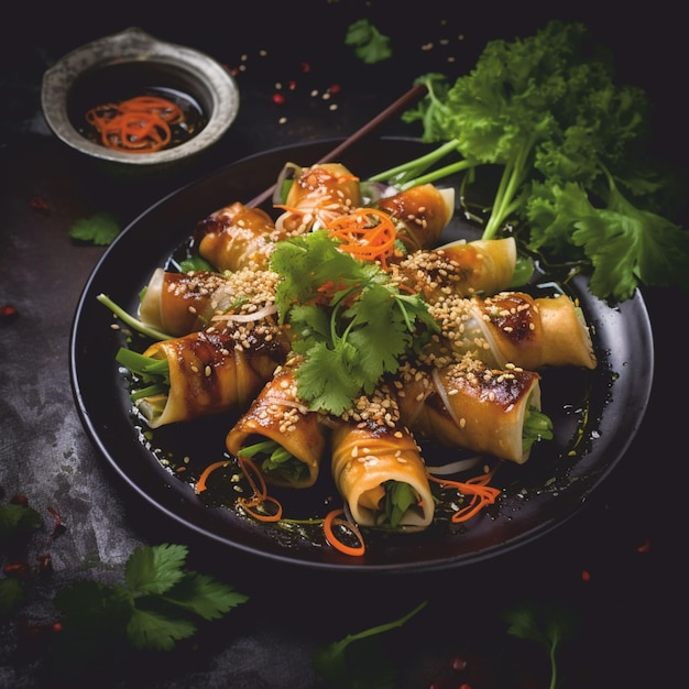Rouleaux d'asphodèles vietnamiens HyperReal Food Photography