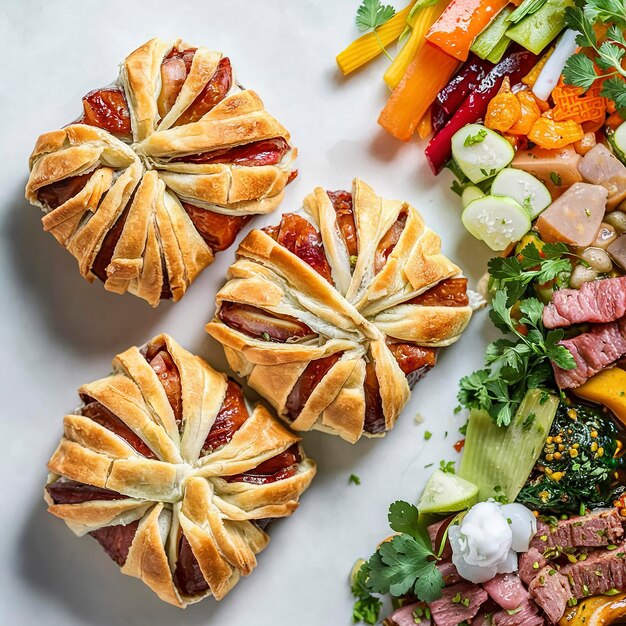 rouleaux de bacon frais et esthétiques vue d'en haut ingrédient de la cuisine chinoise pour hotpot