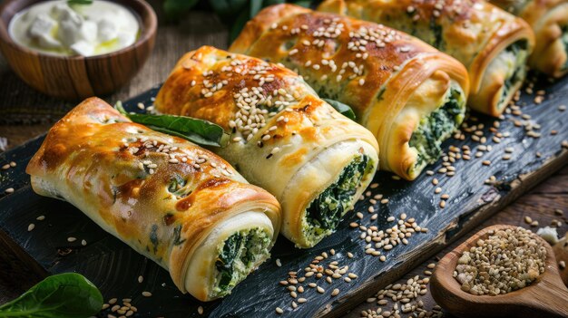 Rouleaux de borek turcs avec des épinards et du fromage