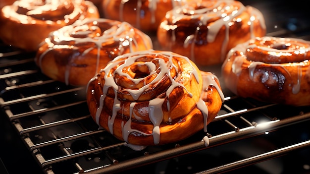 Rouleaux de cannelle à la cannelle Focus sélectif