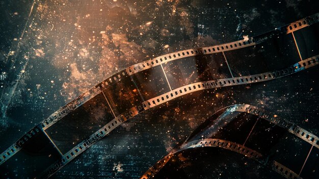 Photo des rouleaux de films enveloppés d'un éclairage spectaculaire