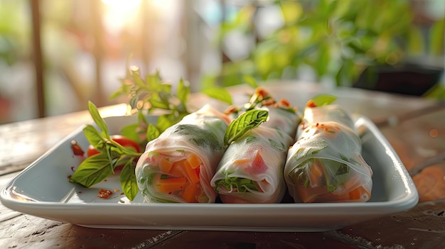 Rouleaux de légumes de printemps IA générative