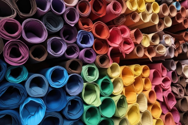 Rouleaux de papier colorés prêts pour l'industrie de l'impression créés avec l'IA générative