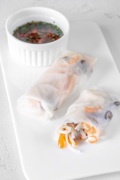 Rouleaux de papier de riz shiitake aux crevettes