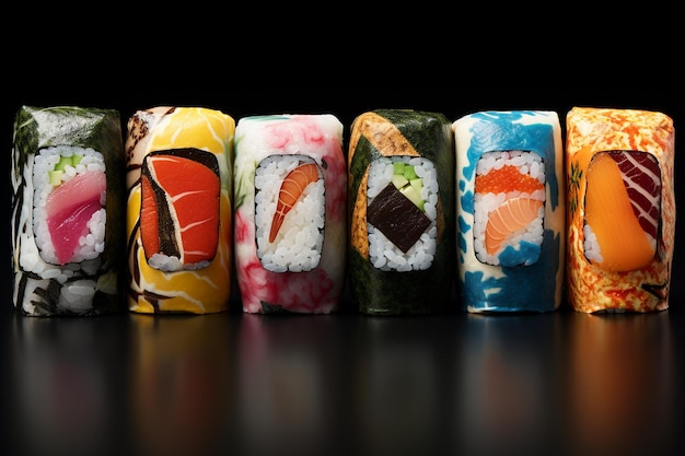 Des rouleaux de sushi avec un art culinaire exquis