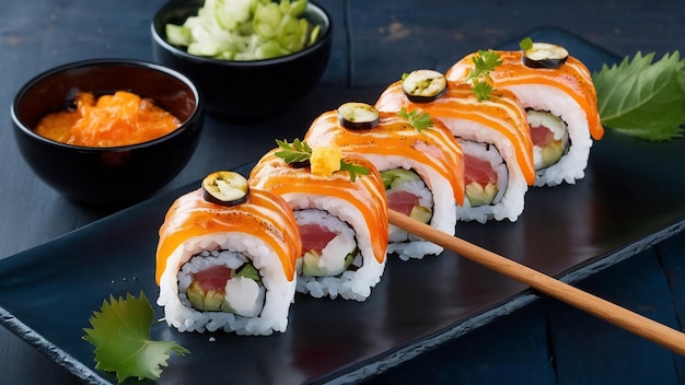 Des rouleaux de sushi californiens