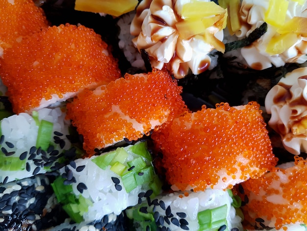 Rouleaux de sushi frais mis concept alimentaire