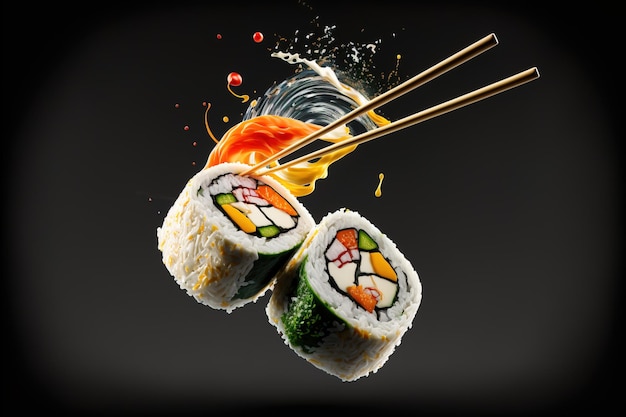 rouleaux de sushi rendu 3d