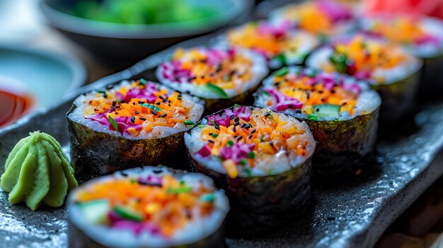 Photo des rouleaux de sushi végétariens