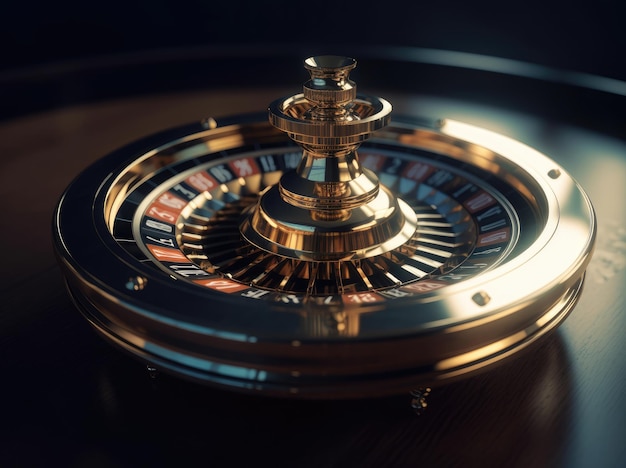 Roulette au milieu de la table sur la table du casino Generative AI