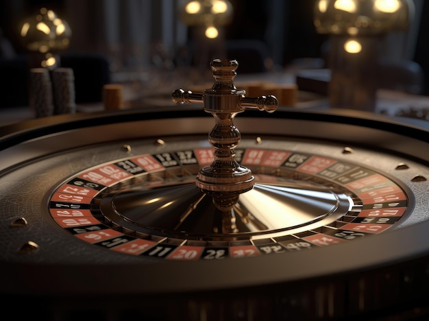 Roulette au milieu de la table sur la table du casino Generative AI