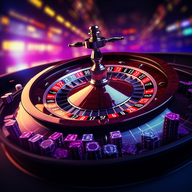 Photo roulette de casino américaine de couleur violette