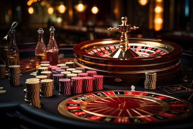 La roulette dans un casino élégant avec des détails en dorado