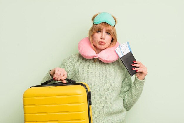 Rousse jolie femme passagère d'un avion