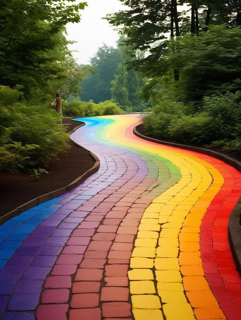 route arc-en-ciel dans la forêt