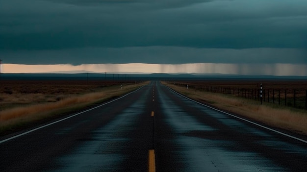 Route asphaltée menant au loin Generative Ai