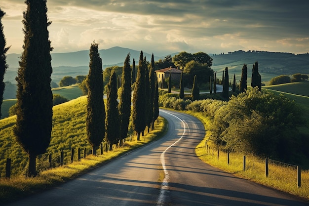 Photo route asphaltée en toscane