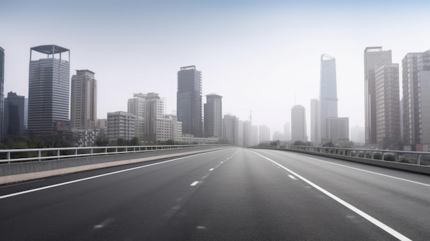 Route de l'autoroute avec fond de gratte-ciel en toile de fond du centre-ville Generative AI AIG21