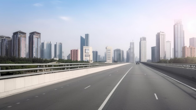 Route de l'autoroute avec fond de gratte-ciel en toile de fond du centre-ville Generative AI AIG21