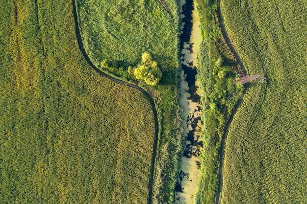 route de campagne vue d'en haut vue aérienne