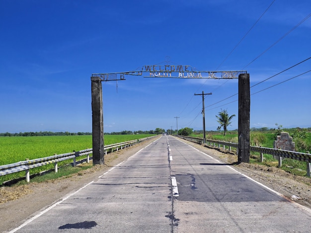 La route sur le champ de riz aux Philippines